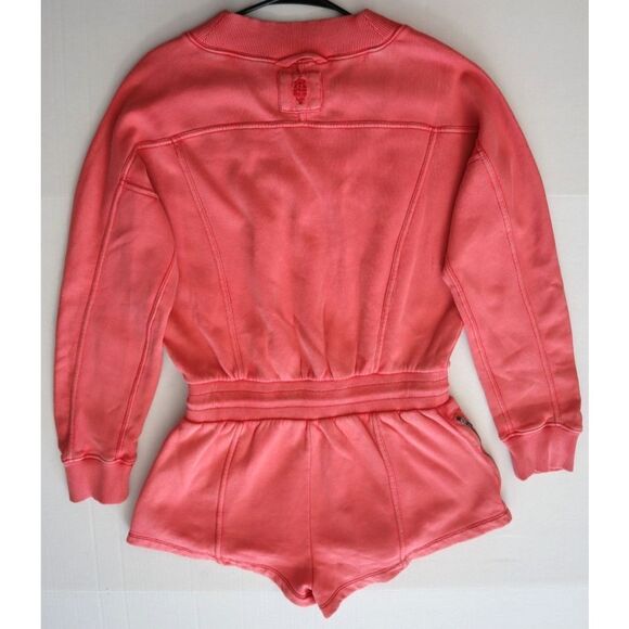 Free People Movement OB2023564 Women's Sz S Hibiscus Pink Intercept Romper - Picture 15 of 16